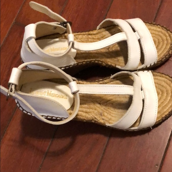 Laurent Mercadal white leather wedge sandals 37/7 - Picture 4 of 5